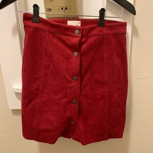 Aritzia Cherry Red Mini Skirt with Buttons